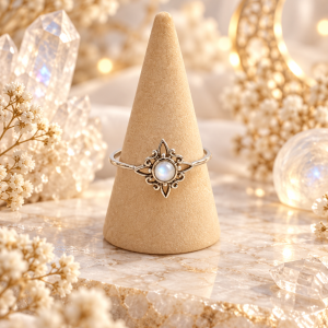 Anillo de Piedra Luna plata y ajustable - Intuición, Protección y Nuevos Comienzos