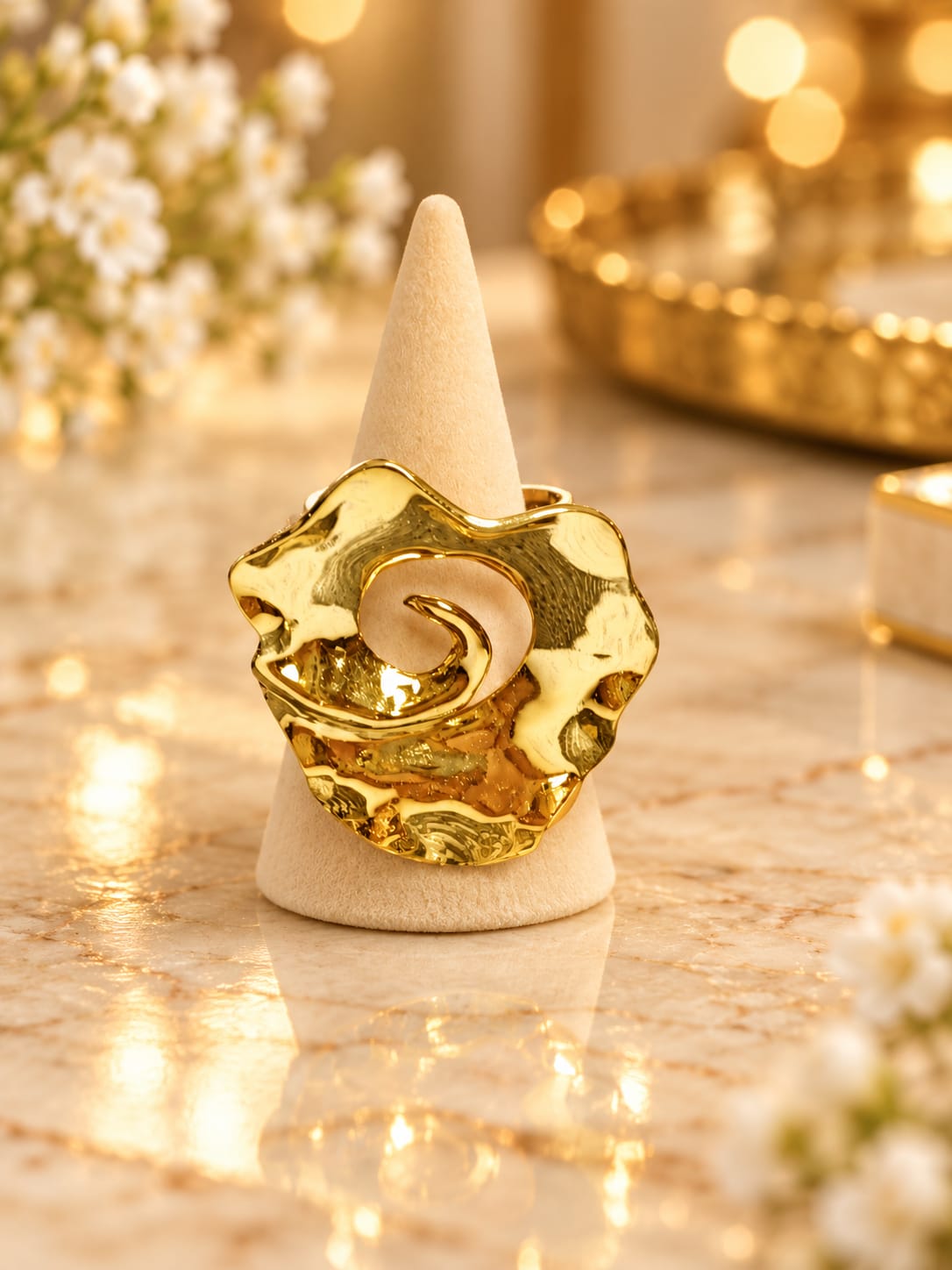 Anillo Espiral Dorada adaptable Acero