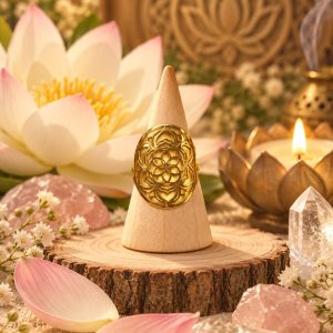 Anillo Flor de loto dorado ajustable