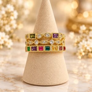 Anillo Multibanda con Circonitas de Colores N.18