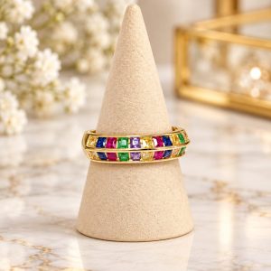 Anillo Multicolor con Circonitas con baño de rodio N18