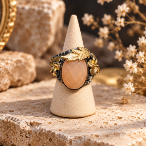 Anillo Piedra Sol acero ajustable - vitalidad, alegría y poder personal