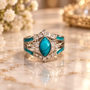 Anillo Turquesa con Circonitas N16