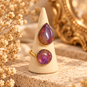 Anillo Amatista acero y ajustable - protección, intuición y conexión espiritual