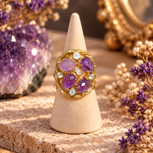 Anillo Amatista acero y ajustable - Intuición, protección y elevación espiritual