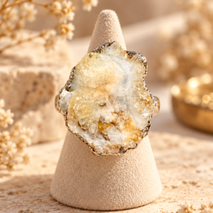 Anillo Flor de calcedonia acero y ajustable - Armonía, serenidad y expansión interior