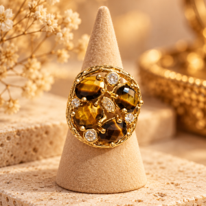 Anillo Ojo de tigre acero y ajustable - protección, fuerza y confianza