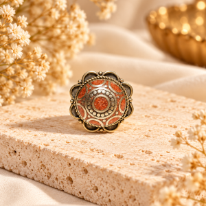 Anillo bohemio rojizo ajustable