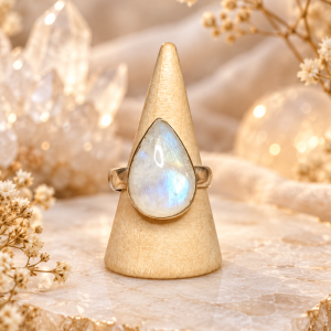 Anillo de Piedra Luna plata y ajustable - Intuición, Protección y Nuevos Comienzos