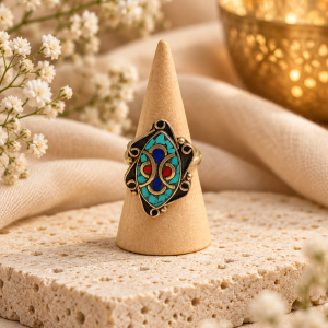 Anillo de mosaico turquesa ajustable