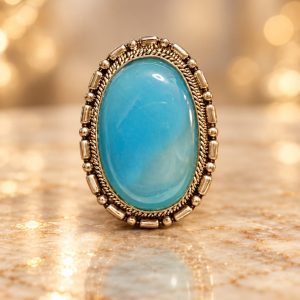 Anillo sambar adaptable - Ágata azul