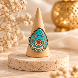 Anillo turquesa forma de gota ajustable