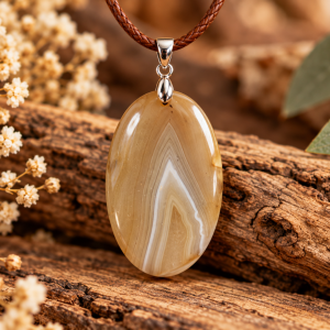 Colgante de ágata natural en tonos miel