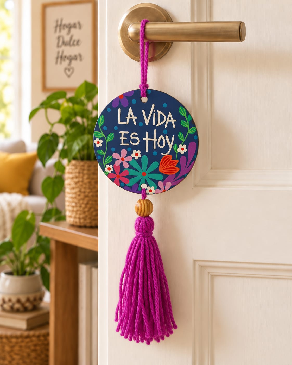 Placa decorativa «La vida es Hoy» Decoración para puerta
