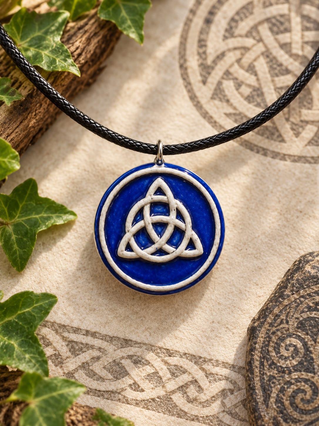 collar celta triqueta azul