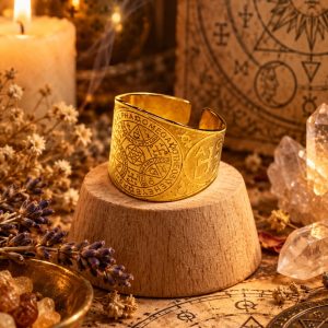 Anillo de simbología esotérica ajustable dorado