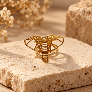 anillo elefante dorado ajustable