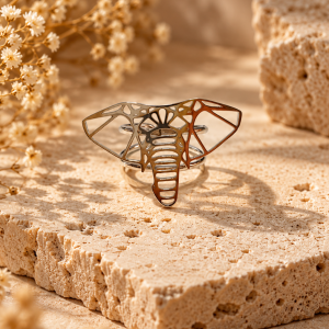 anillo elefante plateado ajustable
