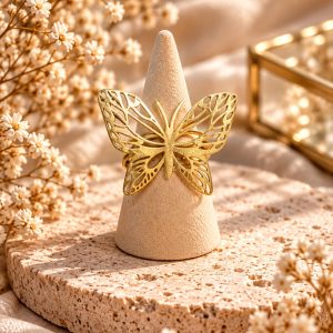 anillo mariposa, acero y adaptable