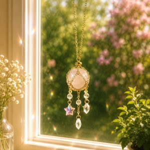 Atrapasol con cuarzo rosa personalizable