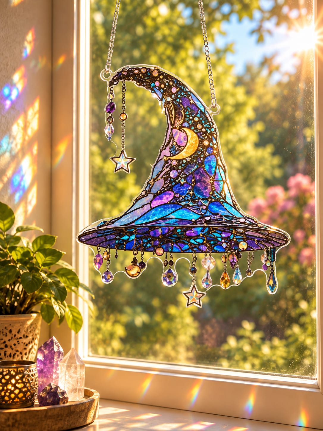 Atrapasol Vitral Sombrero de Bruja