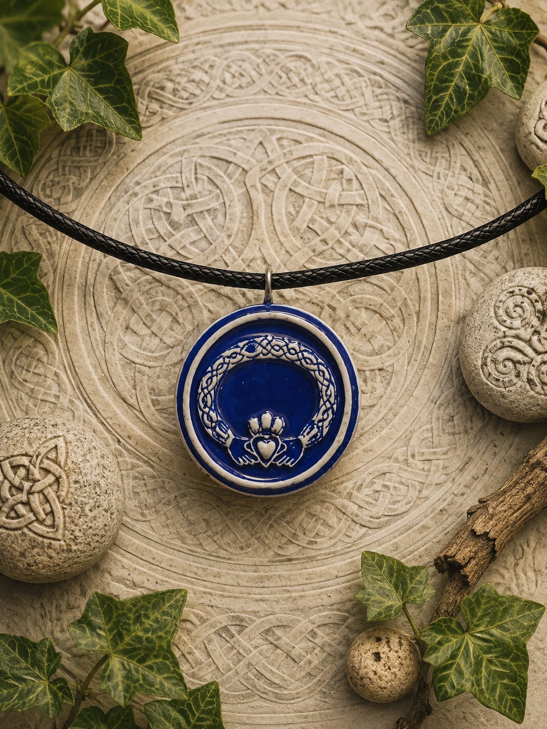 collar celta Claddagh Azul