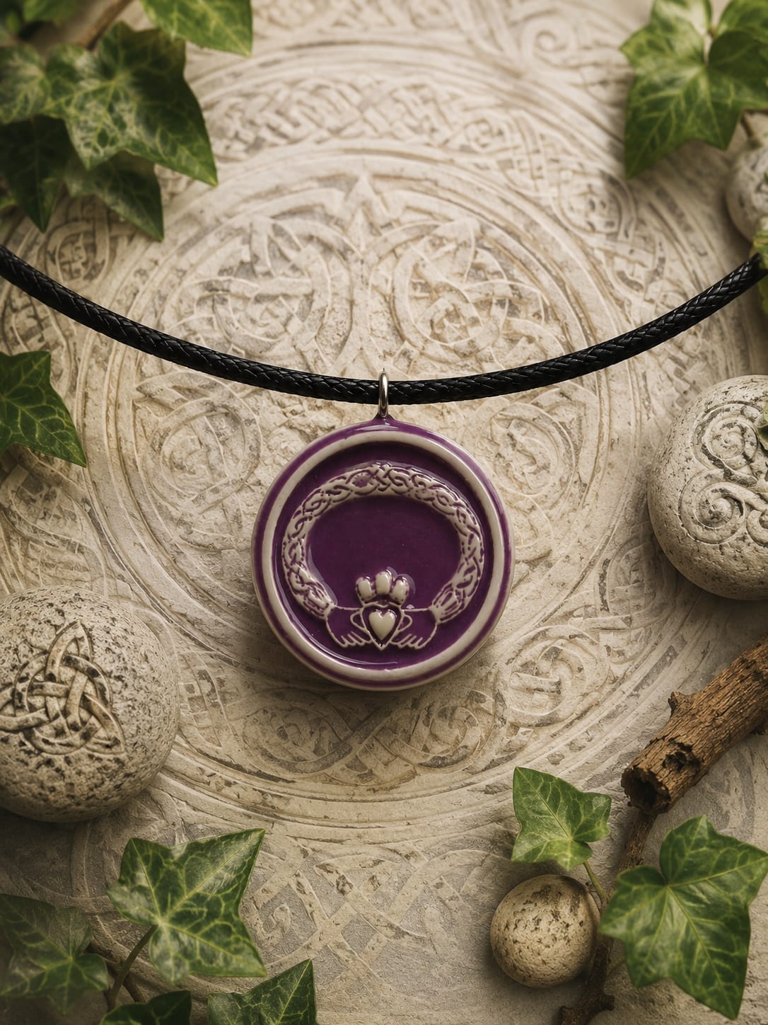 collar celta Claddagh morado