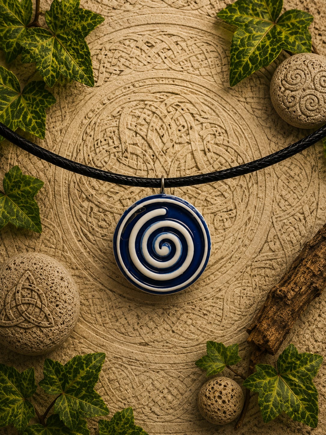 collar celta espiral azul