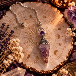 Péndulo de Amatista con espiral de cobre