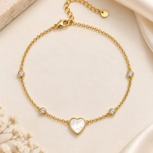 Tobillera corazón de nácar