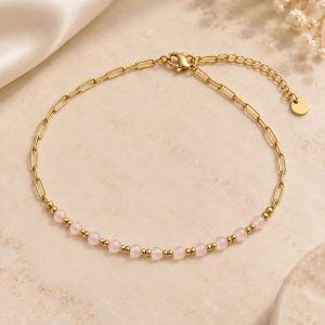 Tobillera Cuarzo Rosa