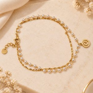 Tobillera doble con perlas