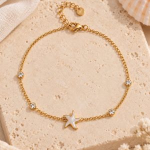 Tobillera estrella de nácar y cristales