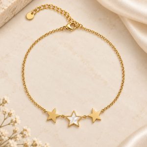 Tobillera estrella de nácar y de acero