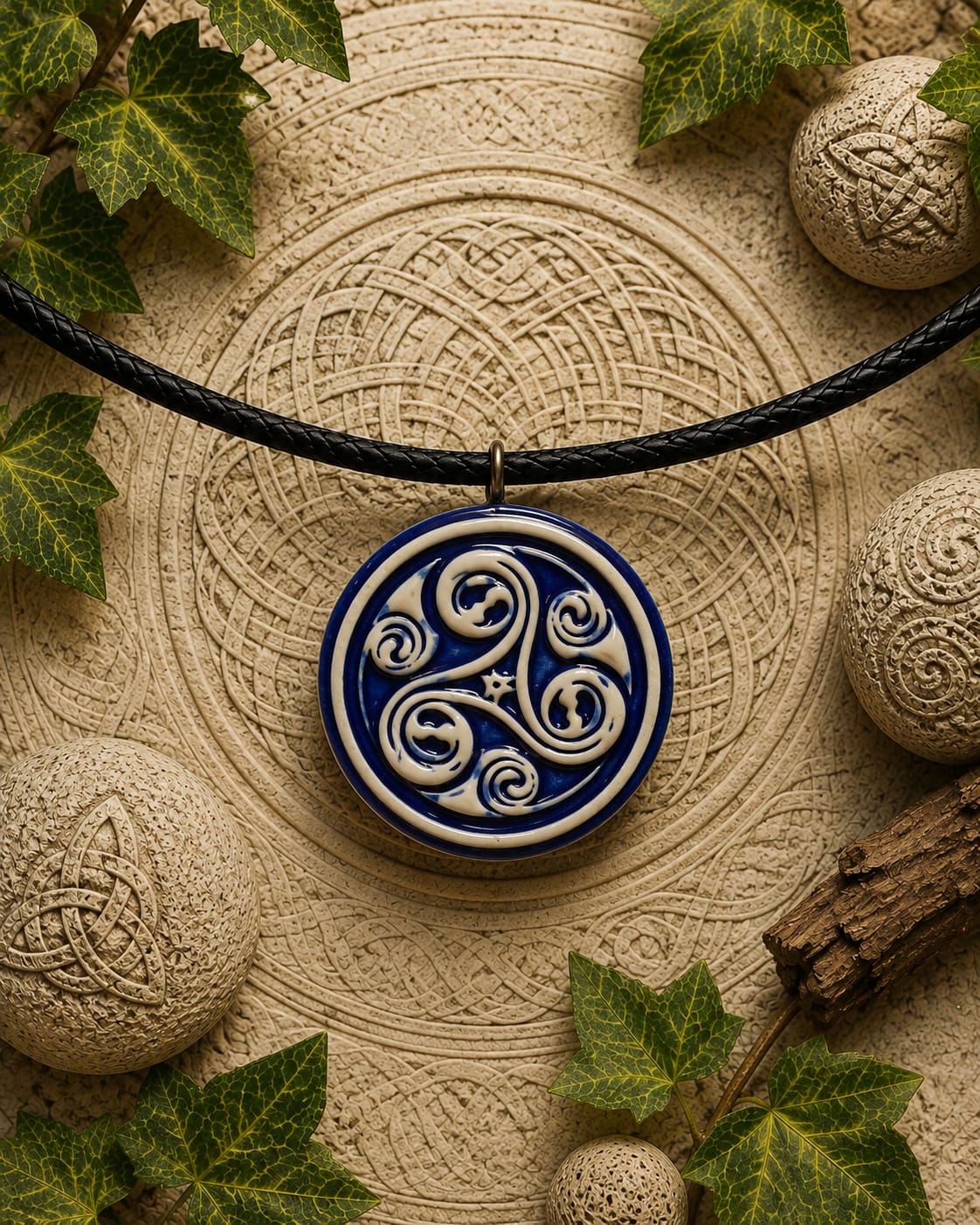 collar celta trisquel azul