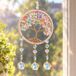 Atrapasol Árbol de la Vida en tonos rosas