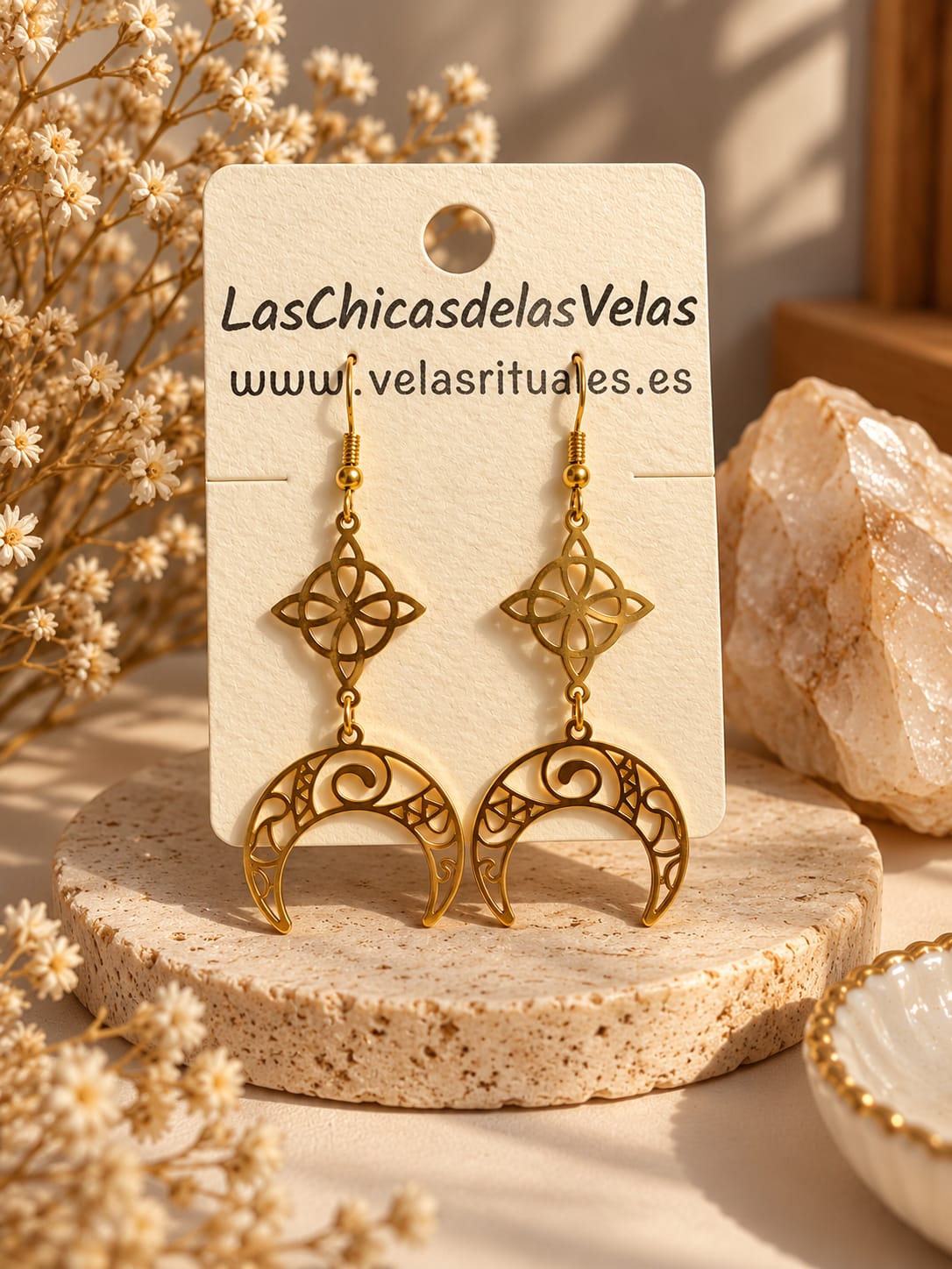 Pendientes de Nudo de Bruja y Luna
