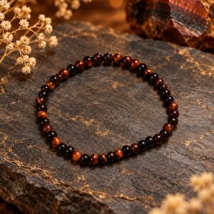 Pulsera 3 ojos, Ojo de Halcón, Ojo de Tigre y Ojo de Buey 4mm Protección · Fuerza · Confianza