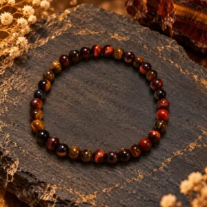 Pulsera 3 ojos, Ojo de Halcón, Ojo de Tigre y Ojo de Buey 6mm Protección · Fuerza · Confianza