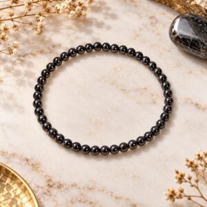 Pulsera de Hematita 4mm – Protección, Equilibrio y Fuerza Interior