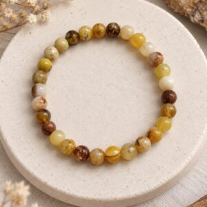 Pulsera de Ópalo Amarillo 6mm – Prosperidad, Energía Positiva y Confianza Personal