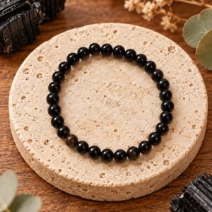 Pulsera de Turmalina Negra 6mm – Protección, Limpieza Energética y Equilibrio