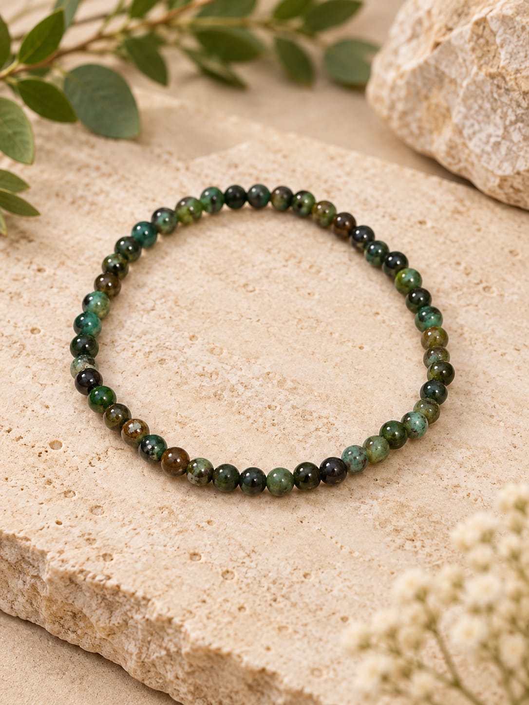 Pulsera de Turquesa Africana 4mm – Transformación, Equilibrio y Protección